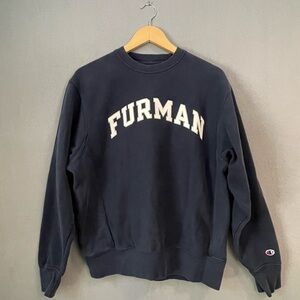 Champion Reverse Weave Furman Sweatshirt Women’s Small Navy Crewneck Pullover